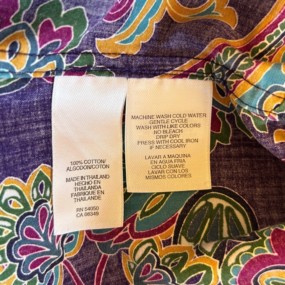 Jones New York Signature Purple Paisley Button Up Long-sleeve Career Top Sz 2X| - Picture 8 of 12